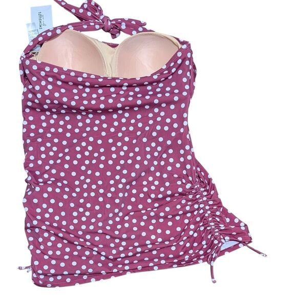 NWT Swimsuits for All Adjustable One Piece Swimsuit polka dot halter size 16 - Picture 3 of 7